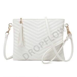 Vegan Leather Crossbody Bag with Wristlet Strap Chic Minimal Tassel Purse